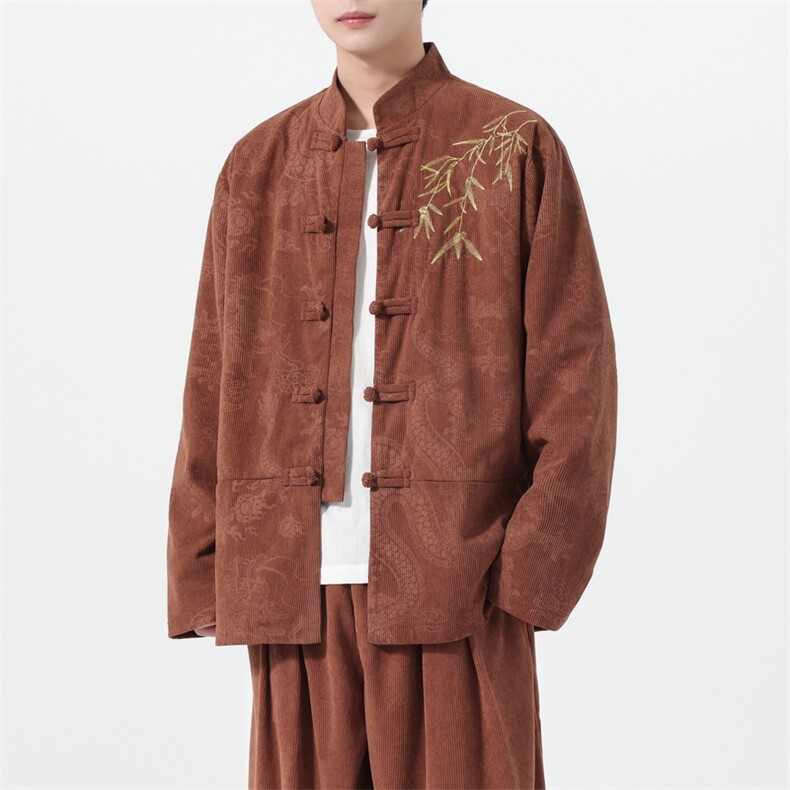 男士外套灯芯绒夹克盘扣立领唐装风XZ1512-2506单夹克-P85,男装夹克,星座1512
