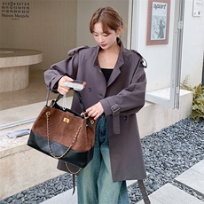 深灰色韩系工装风衣外套女2025秋季新款气质高级感小个子立领大衣，女装风衣，2C317A