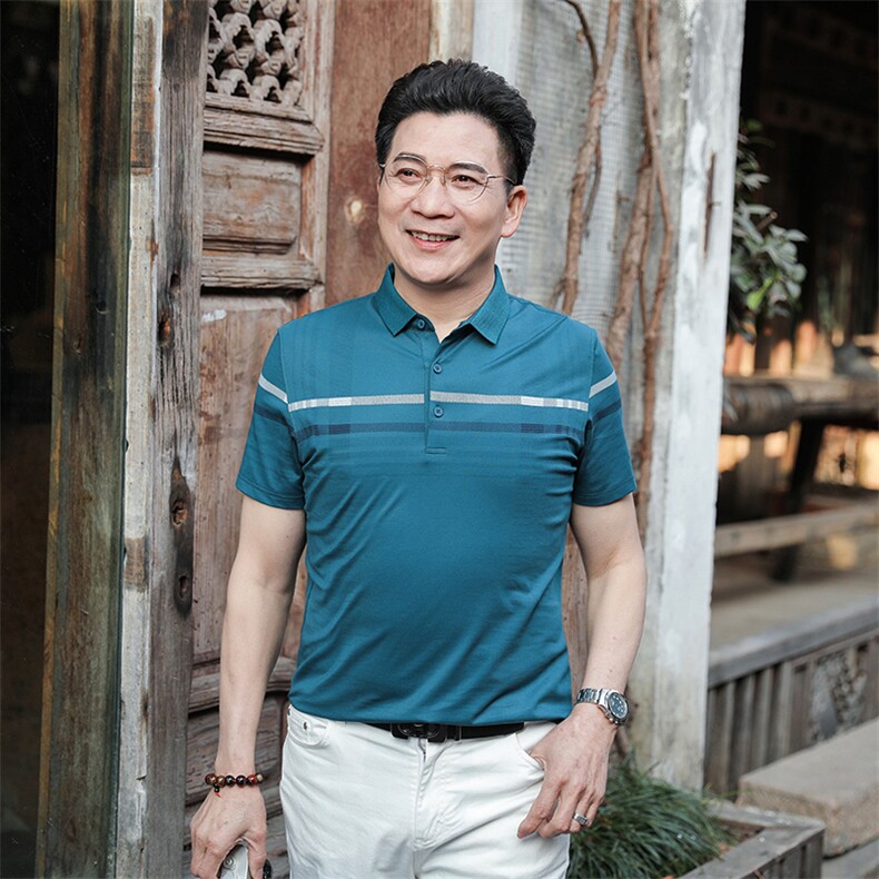 衬衫领半袖t恤男有带领2023夏季新款体恤男士商务休闲翻领polo衫，男装Polo衫，电商B212（原钱塘6029）