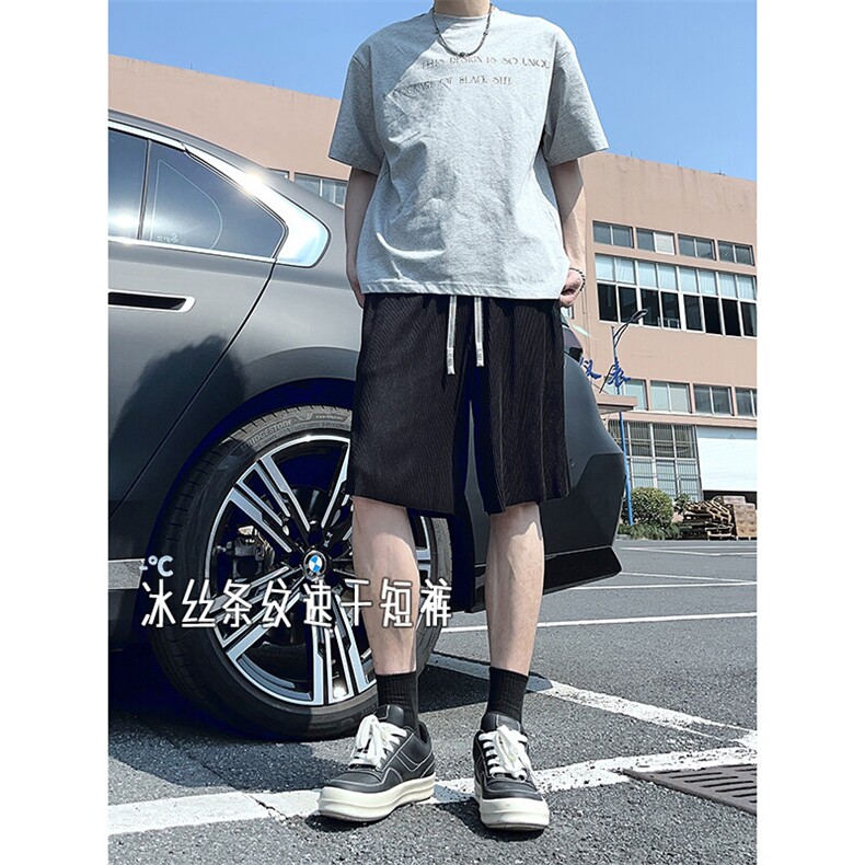 A178男女同款冰丝条速干短裤休闲夏季外穿宽松休闲裤DK159-P20,男装休闲裤,电商A178