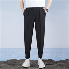 束脚裤流行修身男生九分裤夏季冰丝凉感休闲裤痞帅裤子S4，男装休闲裤，星座1116A-2（原606A-1）