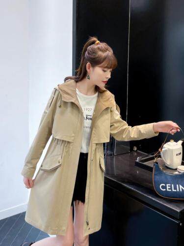 【现货】秋装连帽简单撞色风衣，女装风衣，爽靓爽