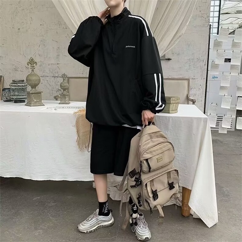 男春薄款杆条半拉链卫衣HW06P30,男装卫衣,星座1116-2