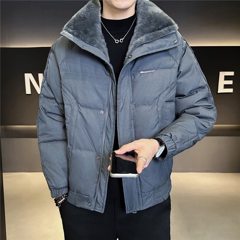 9809-M-3XL-P215标50绒店主风冬季休闲百搭纯色毛领羽绒服男,男装羽绒服,电商B255