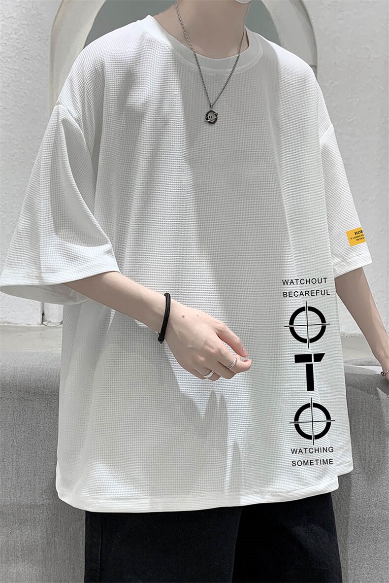 HT73114-P22华夫格t恤男短袖男大码五分袖大皂风,男装T恤,电商A040