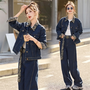 开春穿搭一整套装牛仔两件套女2025新款洋气减龄花色拼接时尚套装，女装套装/套裙，橙子家