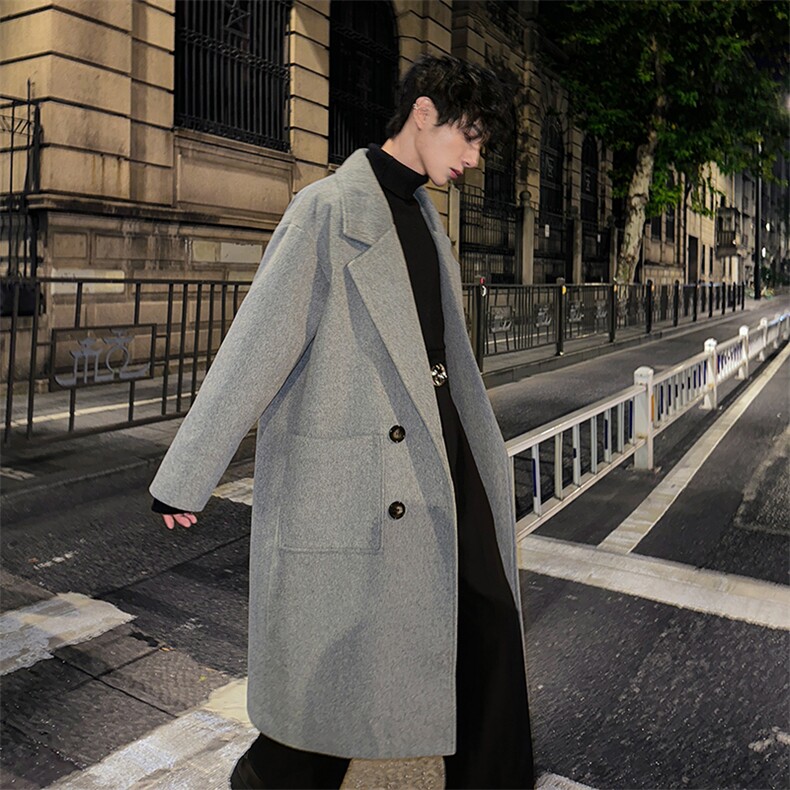 高级感呢大衣男中长款冬季宽松呢子原创韩版毛呢宽松休闲百搭外套，男装毛呢大衣，星座903-1