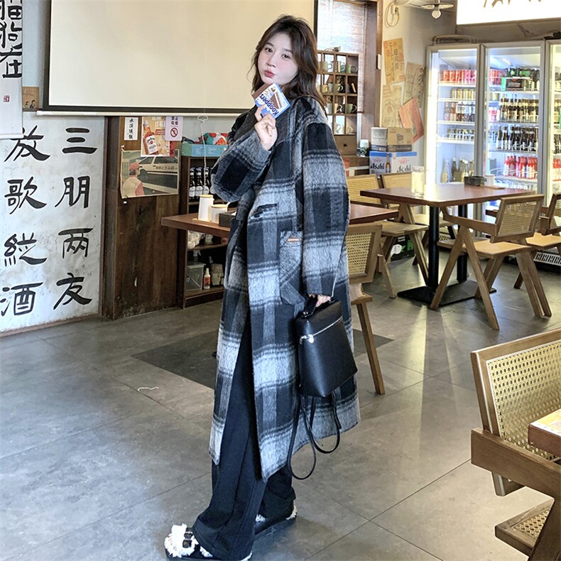 2楼002-2707-P295K388档口现货！格子羊毛外套双面呢大衣,女装毛呢外套,千寻
