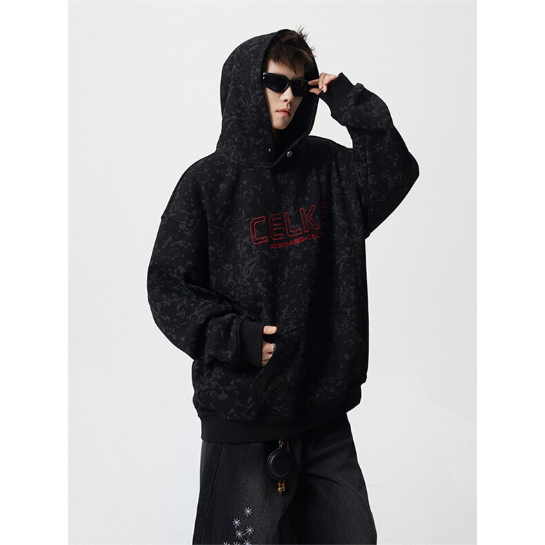 秋季扎染重磅420克连帽卫衣男B219A-ZL2501-P65加绒P70控98,男装卫衣,电商B219A