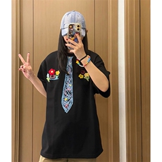 万针全刺绣解构设计260克重磅双纱纯棉高品质美式高街短袖T恤特35，男装T恤，电商A486