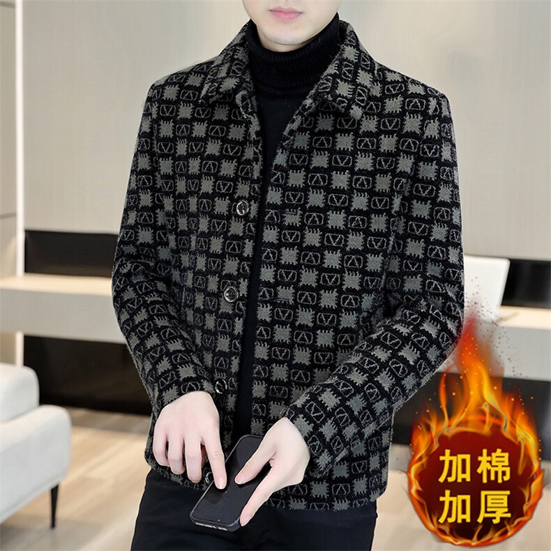 冬季新款主推男士翻领加棉加厚韩版修身毛呢大衣夹克外套A73P140,男装毛呢大衣,电商B226