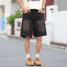 牛仔短裤男女韩版潮流提花2025夏季ins新款五分裤RK2828-P46，男装牛仔裤，星座412-3