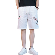 风大刺绣短裤男中式休闲百搭五分裤沙滩裤XZ310B-3-DK1901-P27，男装牛仔裤，星座310B-3
