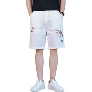 风大刺绣短裤男中式休闲百搭五分裤沙滩裤 XZ310B-3-DK1901-P27图片