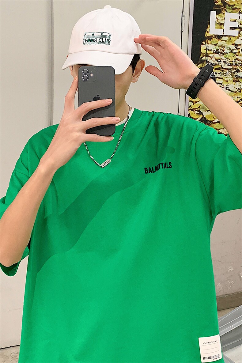 夏款青少年印花宽松半袖港风绣标圆领短袖T恤男女1566-P38控价58,男装T恤,电商A441-1