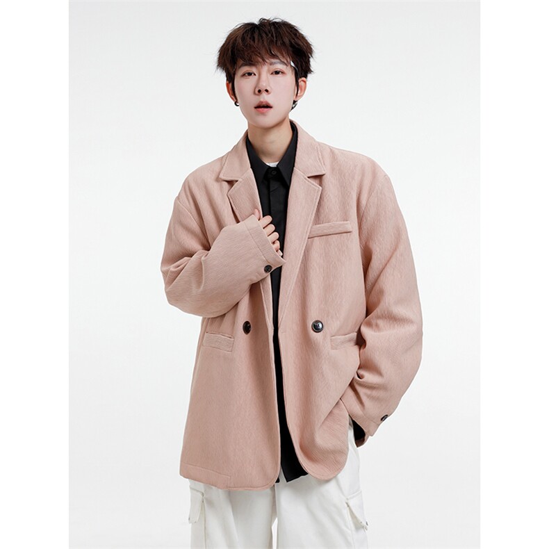 肌理感休闲西装外套男秋季高级感平驳领宽松西服B289-X8203-特90,男装西服套装,电商B289