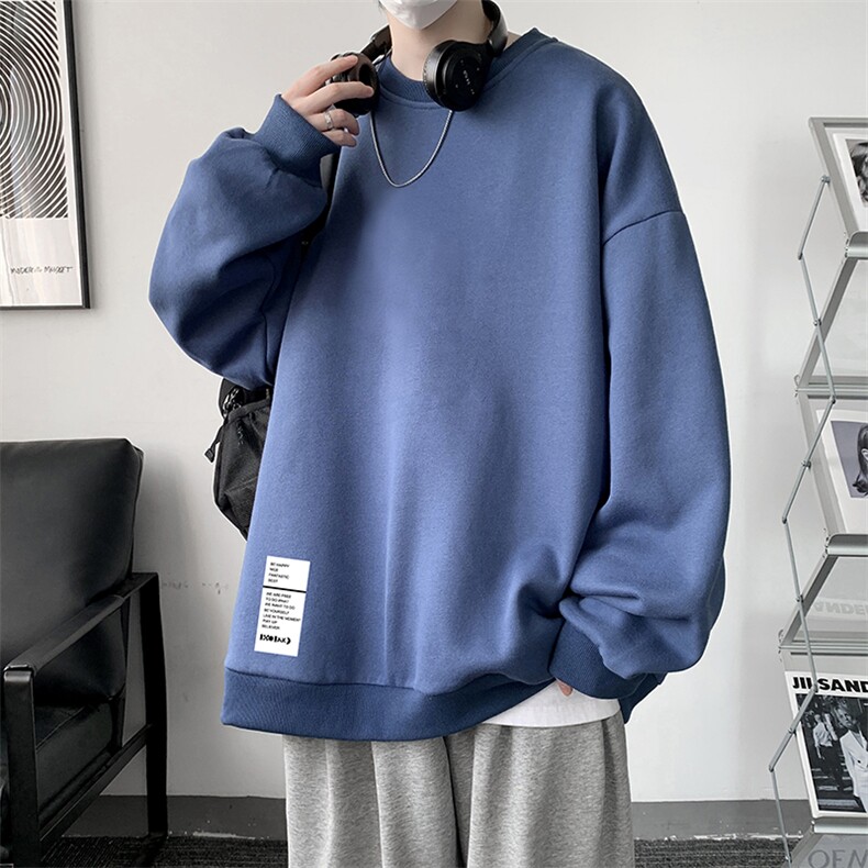 圆领卫衣男大码加厚加绒长袖t恤男S6045-P28加绒款-P33,男装卫衣,电商A040