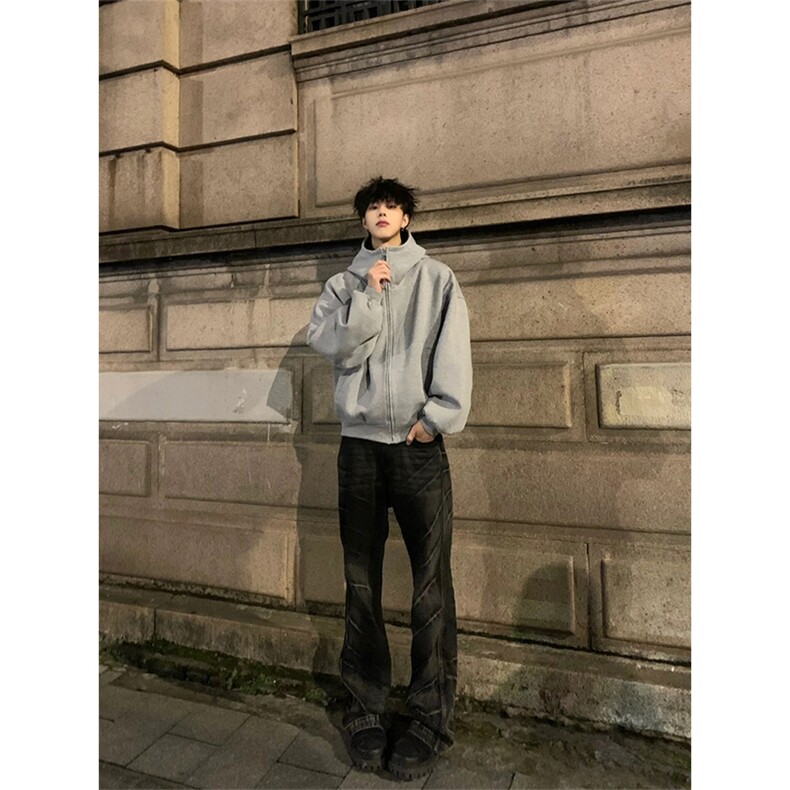 有货~秋冬美式廓形重磅硬挺连帽卫衣开衫外套男WY8836-P65加棉75,男装卫衣,星座1004-3