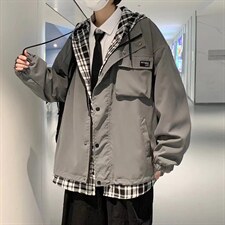 男春季新款假两件连帽卫衣潮W7326P65图片