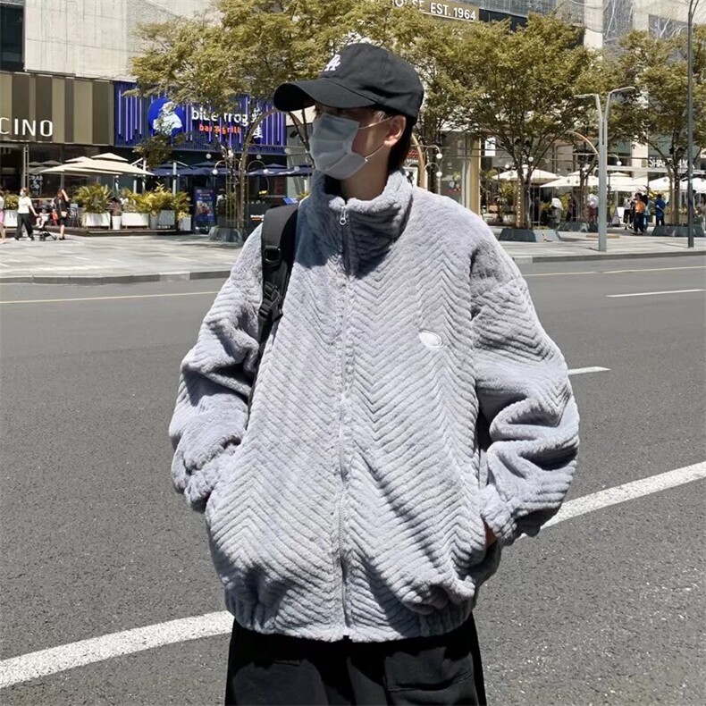 冬季新款兔毛外套男潮牌高街痞帅情侣休闲加厚保暖棉衣棉袄 WY92图片