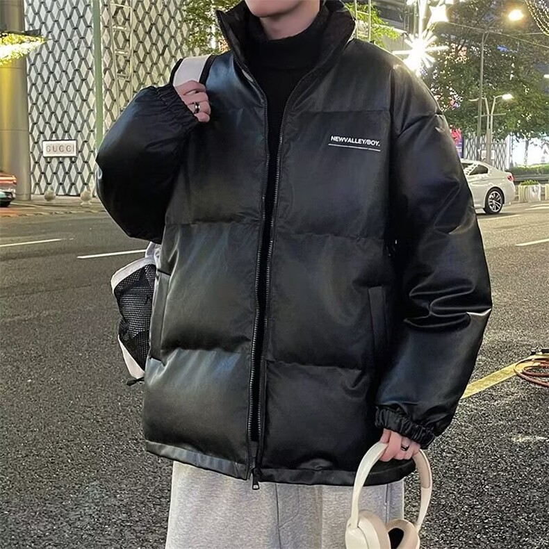 新款男款外套冬季韩版港风情侣pu皮衣立领潮牌加厚棉服PY79,男装皮衣,星座1116A-1（原606A）