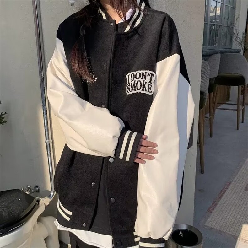 潮拼接pu皮袖毛巾绣外套街头女秋季夹克XJ38P65，男装夹克，星座1116-2