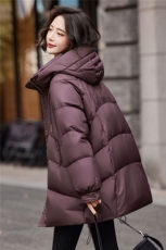 连帽羽绒服女冬季中长款高级感超好看时尚宽松加厚保暖面包服外套，女装羽绒服，靓衣阁