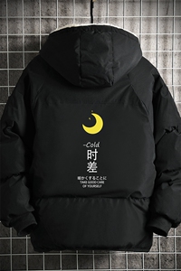 MY16047-P100 加厚加绒连帽衣男大码服男面包服男 网格挂拍图片