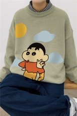 1港风新款宽松休闲中性情侣圆领潮流印花毛衣男外套7436P58控78，男装针织衫/毛衣，星座226-2