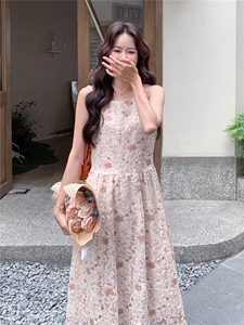 《26夏上新》立体花朵超柔软气质甜美可收腰仙女连衣裙女图片