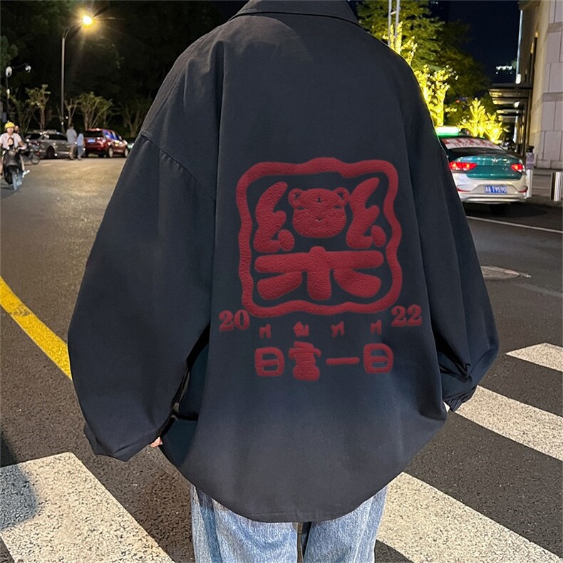 电商DSA028-JKB21FV2282024新款印花港风立领夹克休闲外套男,男装夹克,电商A028