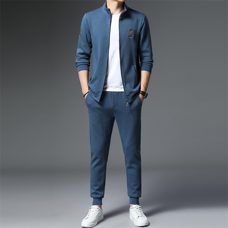 2023秋季新款男装中年男士商务休闲套装长袖立领卫衣薄款两件套，男装休闲套装，电商B212（原钱塘6029）