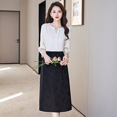 闺舍连衣裙复古衬衫休闲女装宽松薄款外套圆领搭配半身裙，女装套装/套裙，时尚俏佳人