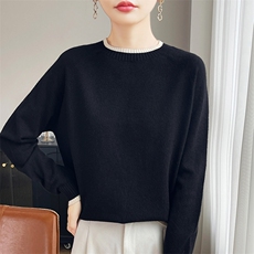 无缝一线成衣半高领毛衣女宽松秋冬撞色长袖中领内搭打底针织衫，女装针织衫/毛衣，斯美雅安迪绒