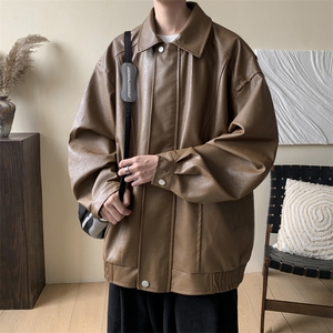 抖音直播！pu皮衣机车服宽松夹克男 CP40-特p65 控价：118图片