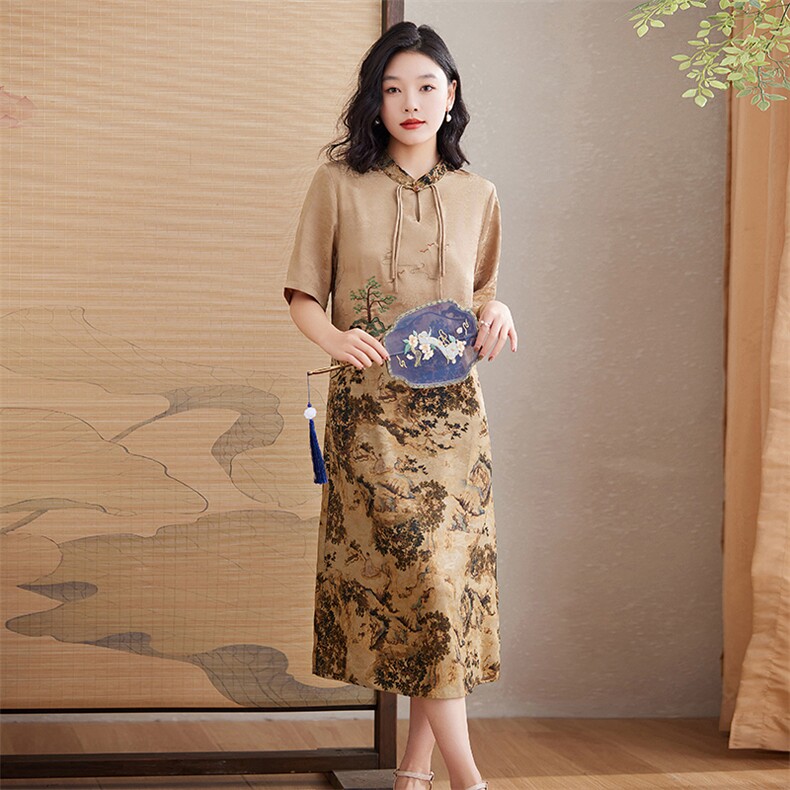 新中式国风刺绣连衣裙女夏装2025年新款复古气质广州十三行裙子女,女装连衣裙,媚琳依坊