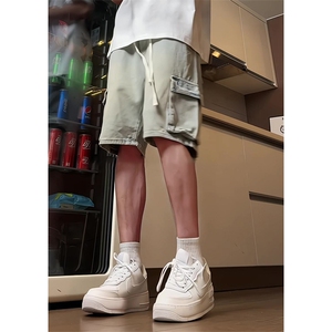 有货（自家图）港风男士牛仔工装五分裤抽绳中裤子DK581批48控68图片