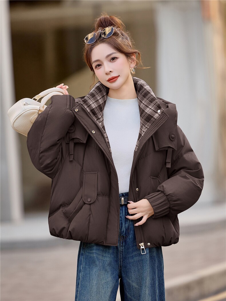新标90绒2025冬季新款加厚保暖白鸭绒连帽羽绒服女,女装羽绒服,余墨