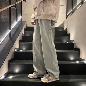美式复古牛仔裤宽松直筒裤男潮牌工装做旧休闲长裤子N05099-P45图片
