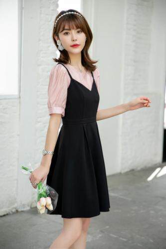 夏季新款韩版可爱气质背带套裙，女装，水锦红