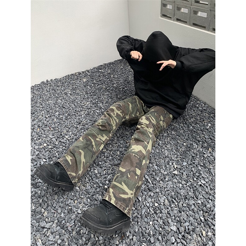 B221美式ins高街暗黑拉链休闲迷彩牛仔裤LK24156-P65控88,男装牛仔裤,电商B221