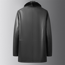 冬季新款男士中长款皮衣绵羊皮真皮外套水貂毛领加厚风衣爸爸装，男装风衣，电商B360A（原721A）