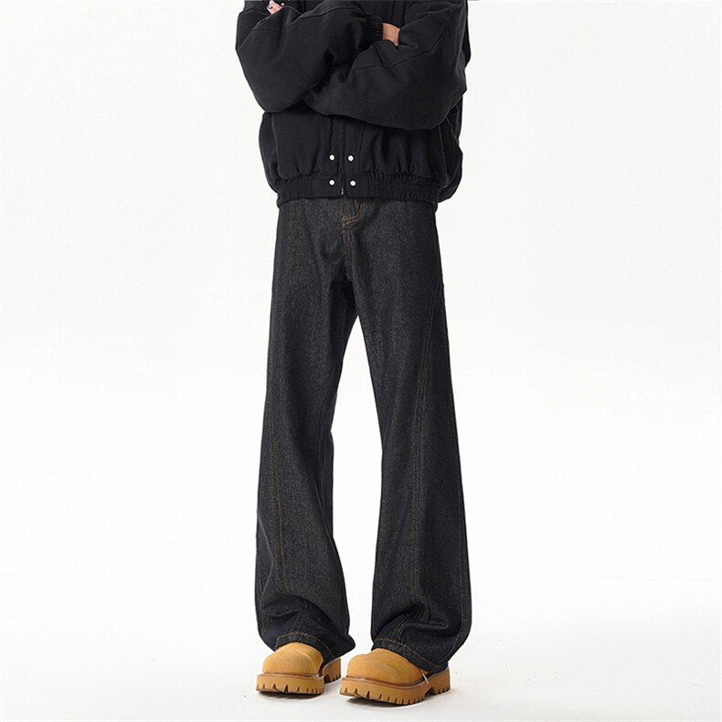 B221美式ins高街设计感修身微喇原色牛仔裤LK25592-特P45控78，男装牛仔裤，电商B221