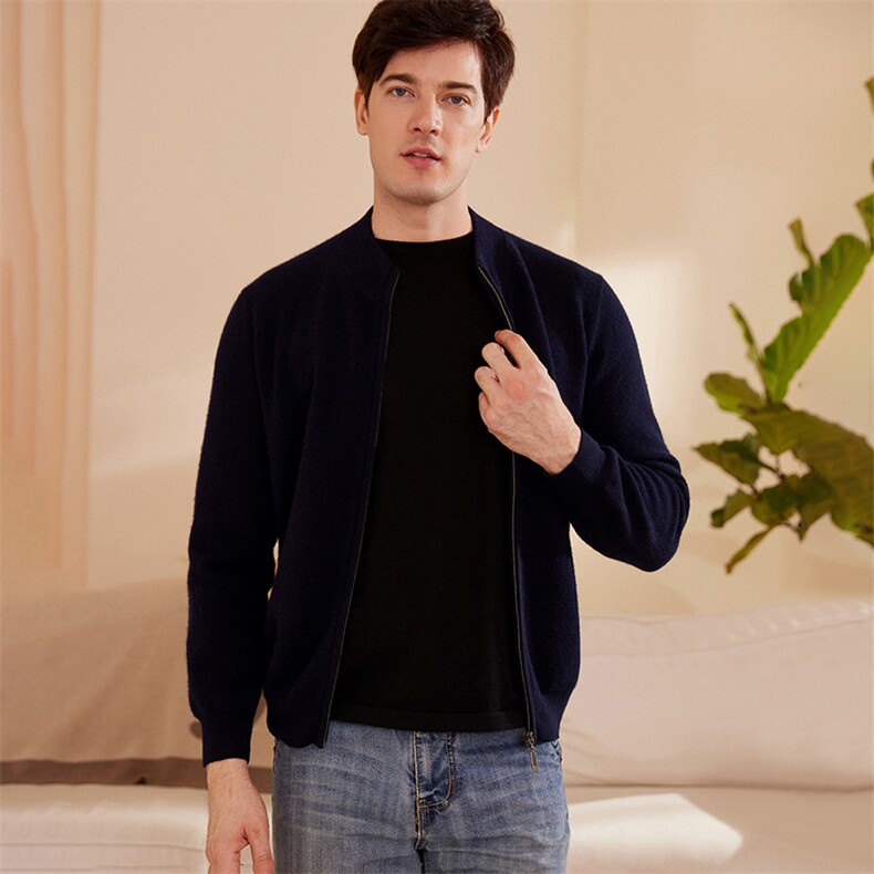时尚男士必备高品质羊绒立领开衫经典百搭尽显绅士风范,男装羊绒套衫,绒歆坊