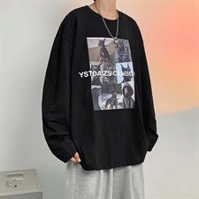 长袖T恤潮流印花2023春秋港风ins宽松原宿风bf休闲打底衫T751-P22图片