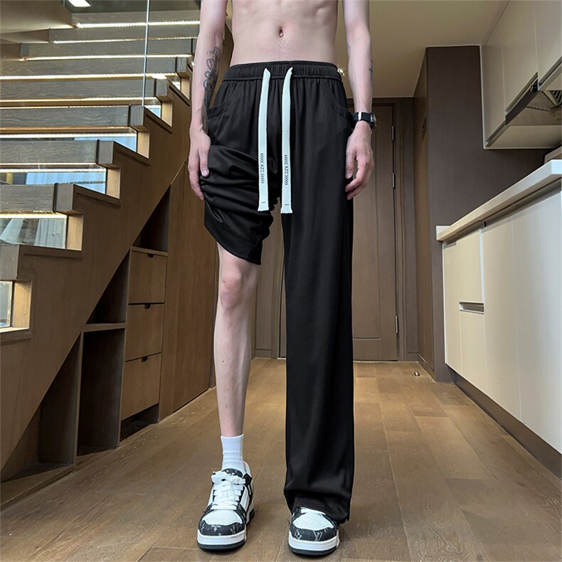 X2395-TP35控价58夏季2024冰丝裤休闲垂感肌理纹开叉裤子男,男装休闲裤,电商A102-1