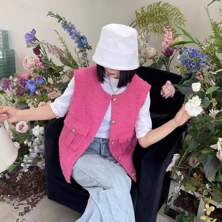 2022新款百搭显瘦重工粗花呢小香风马甲,女装马甲,L·H·X