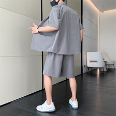 短袖衬衫男新款夏季薄款透气搭配一套短裤宽松翻领衬衣TZ071-P88，男装牛仔裤，星座308B-2
