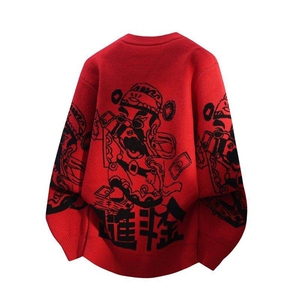 M6356-P58红色圣诞毛衣男款冬季本命年马年过年穿搭内搭打底衫图片