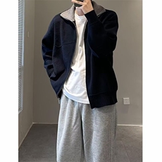 新款针织开衫拉链外套男肌理感宽松休闲夹克513AKS2575P57，男装夹克，星座513A